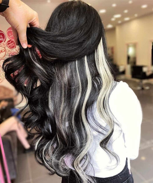 Black Hair With Platinum Blonde Underneath