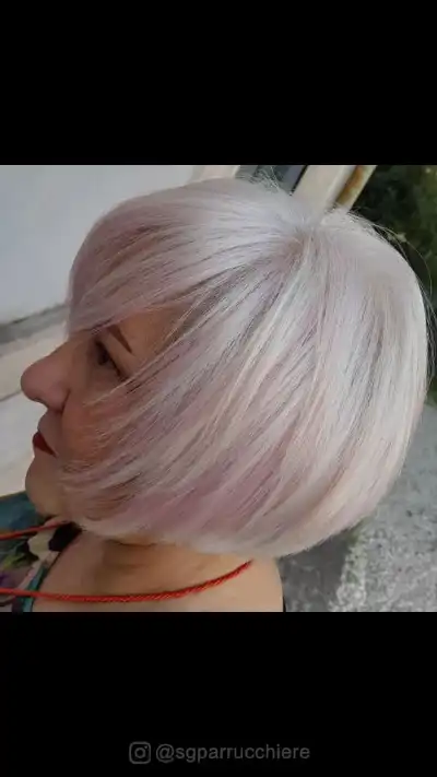 Short White Hair with Pink Highlights for Women Over 60